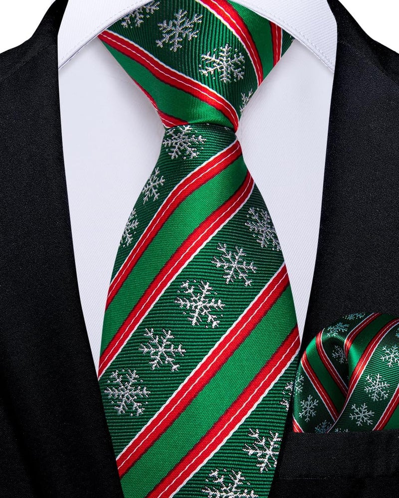 DiBanGu Boys Christmas Tie Set Silk Xmas Holiday Pre-tied tie and pocket Square for Kids Festive Tie with Gift Box - Image 2